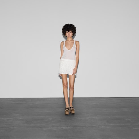 GUCCI フローラル レース ショートパンツ ・オフホワイト