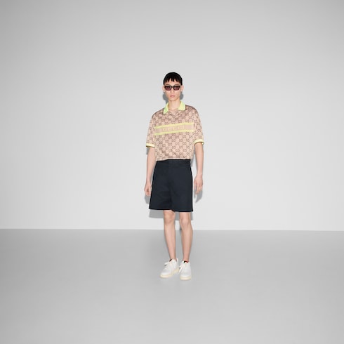 Short de sarga de algodón doble con tribanda Web