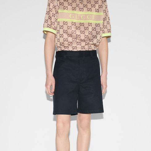 Short de sarga de algodón doble con tribanda Web