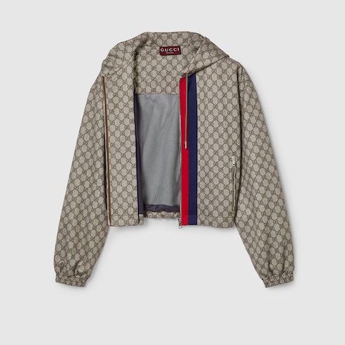 GG technical jersey zip jacket in beige and ebony GUCCI Canada