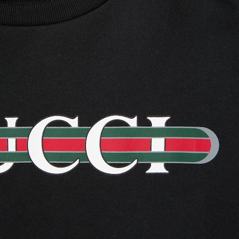 Gucci print cotton jersey sweatshirt in black | GUCCI® US