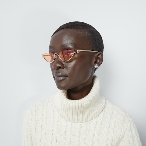 Sonnenbrille in Katzenaugenform in goldfarben GUCCI BE