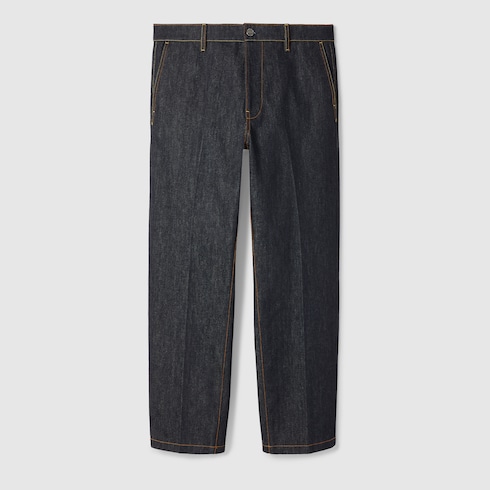 Denim pant with Gucci label Detail 2