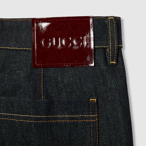 Denim pant with Gucci label Detail 7