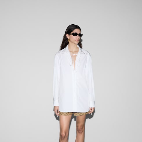 Chemise en popeline de coton avec nœud en ruban