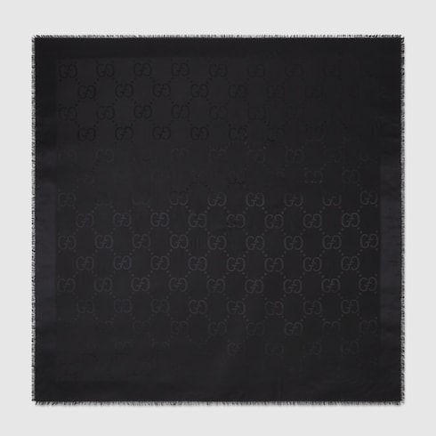 Châle en jacquard de laine et soie GG