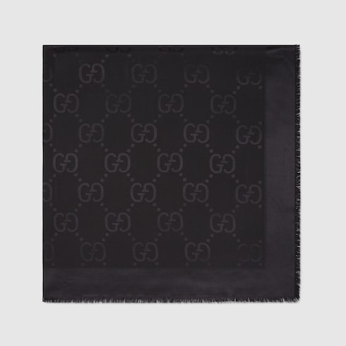 Châle en jacquard de laine et soie GG