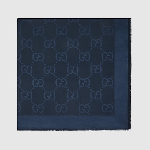 Châle en jacquard de laine et soie GG