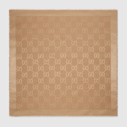 Châle en jacquard de laine et soie GG