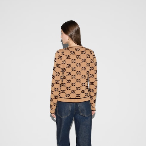 Cardigan in jacquard e lana bouclé GG