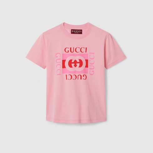 Gucci Embroidered Roses Short-sleeved T-shirt Pink Cotton