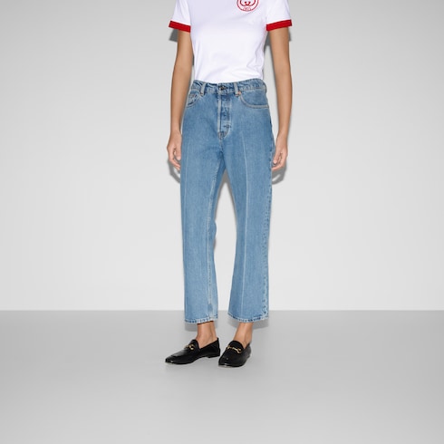 Pantalone corto a vita bassa in denim