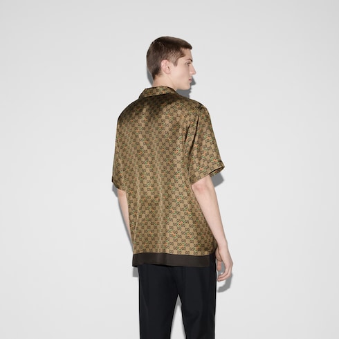 GG Horsebit print silk twill shirt Detail 4