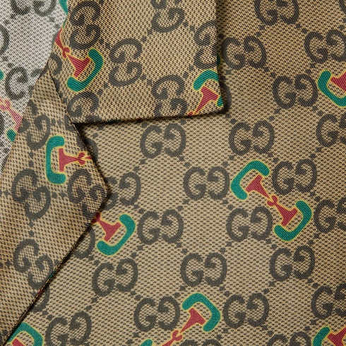GG Horsebit print silk twill shirt Detail 7
