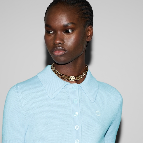 Wool cashmere polo top