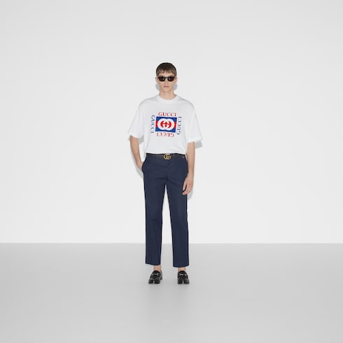 T-shirt in jersey di cotone con stampa Gucci