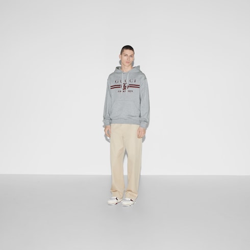 Sudadera con capucha de punto de algodón con estampado