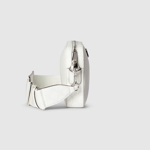 Small GG crossbody bag with tag in white leather GUCCI US