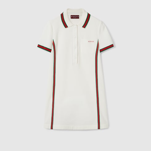 Abito polo in crêpe e piquet di cotone