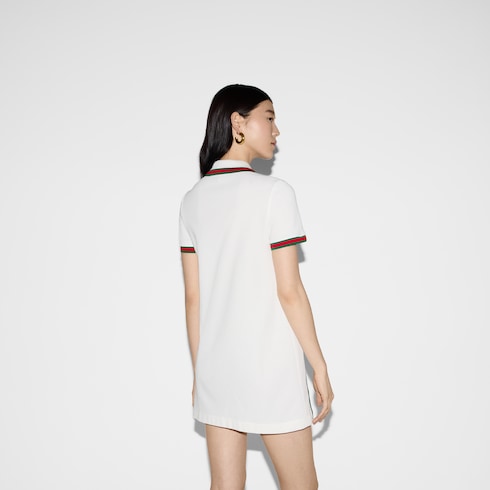 Vestido tipo polo de piqué y crepé de algodón