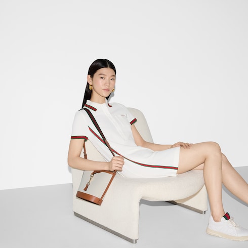 Robe polo en piqué de coton crêpe