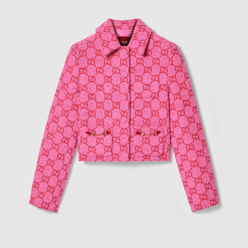 GG boucle cotton jacket with Horsebit in pink GUCCI Australia