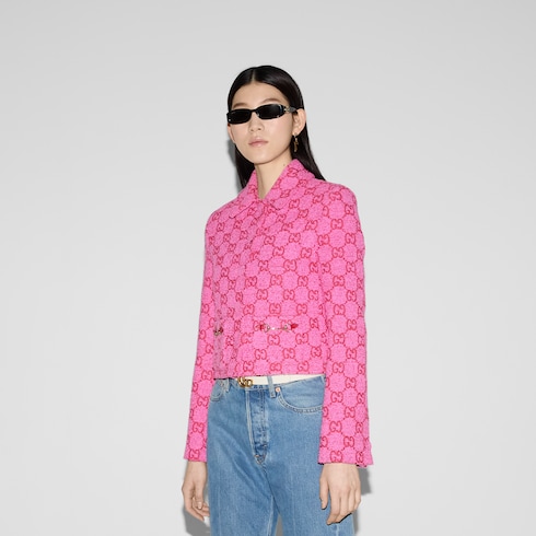 GUCCI ピンクブルゾン 薄手 シルク 42