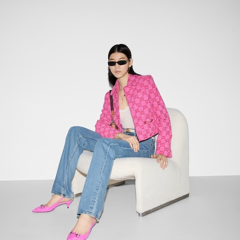 GUCCI ピンクブルゾン 薄手 シルク 42