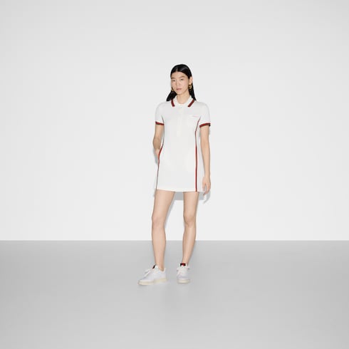 Vestido tipo polo de piqué y crepé de algodón
