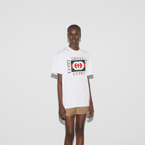 GUCCI”プリント コットンジャージー Tシャツホワイト | GUCCI公式 