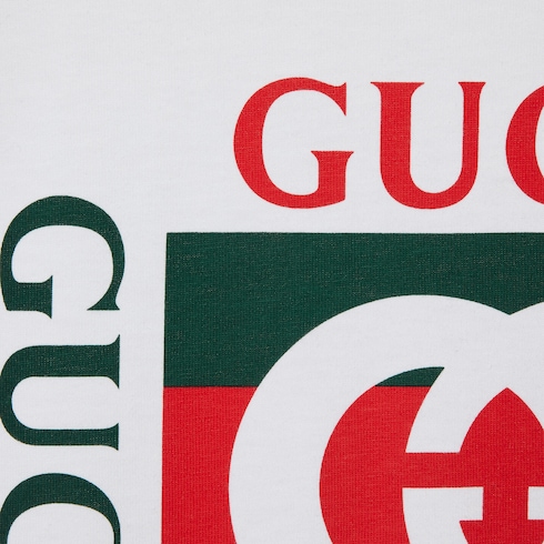 Футболка из хлопкового джерси с принтом в виде надписи «Gucci»