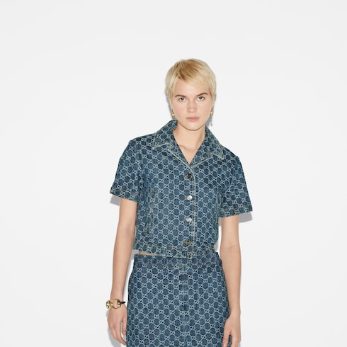 Haut en denim à jacquard GG