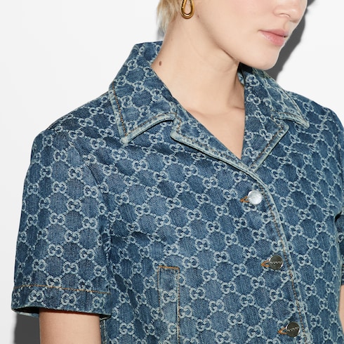 Haut en denim à jacquard GG