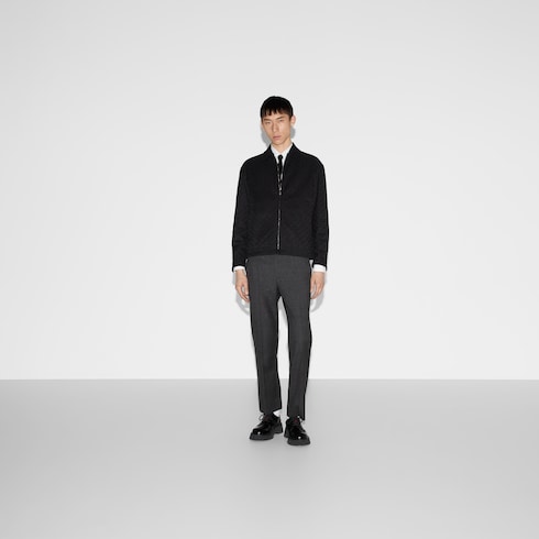 Veste réversible en toile de nylon et toile GG