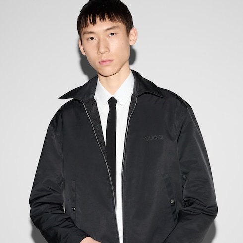 Veste réversible en toile de nylon et toile GG