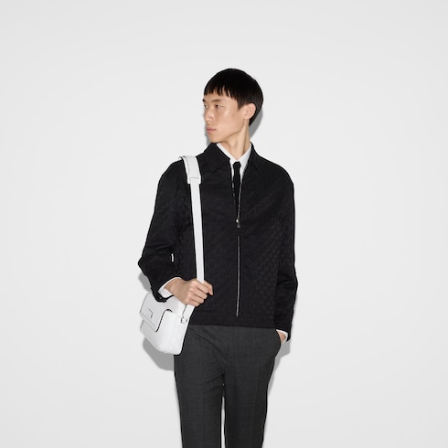 Veste réversible en toile de nylon et toile GG
