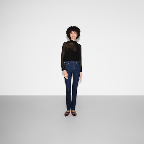Pantalón ajustado de denim elástico