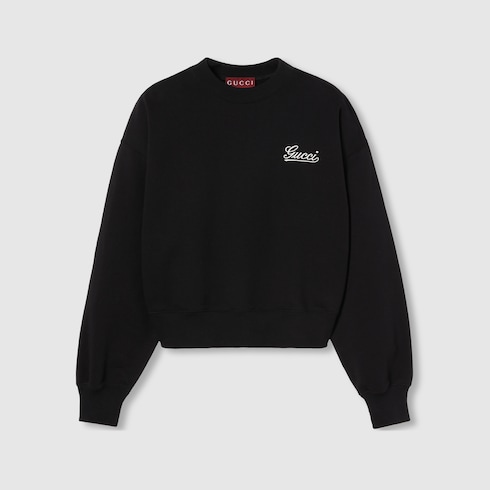 Cotton jersey sweatshirt with embroidery in black GUCCI UK