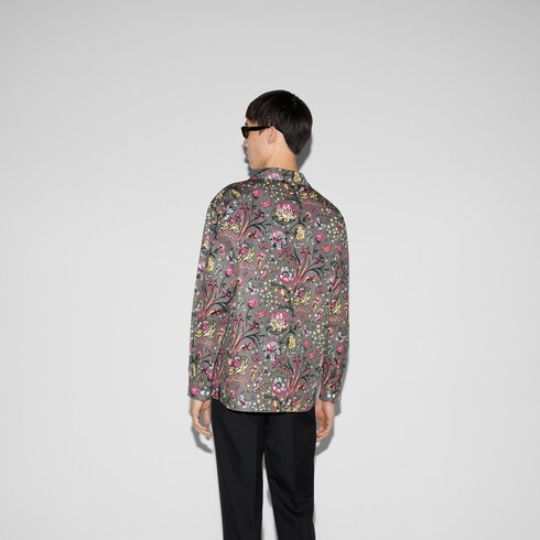 Gucci floral punk print floral shirt in grey and pink GUCCI UK