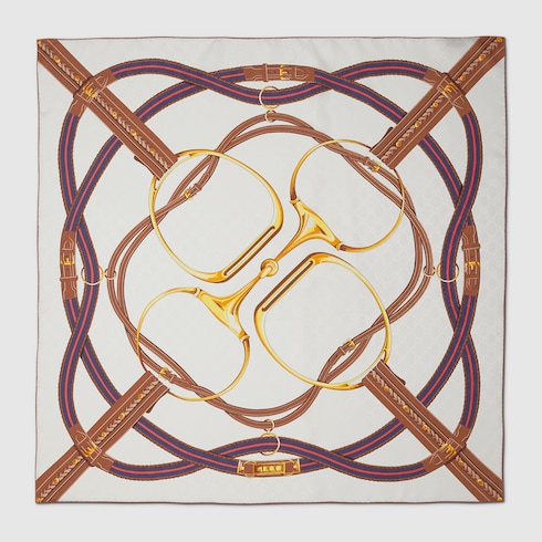 Pañuelo cuadrado jacquard de seda estampado
