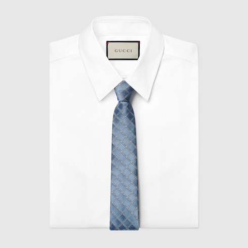 Cravatta in seta jacquard con logo Gucci