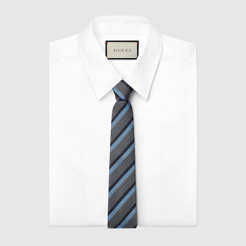 スペシャル特典 Horsebit striped silk jacquard tie in grey and sky blue その他