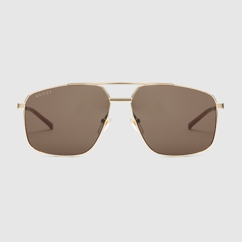 Navigator frame sunglasses in Gold Brown Undefined | GUCCI® SI