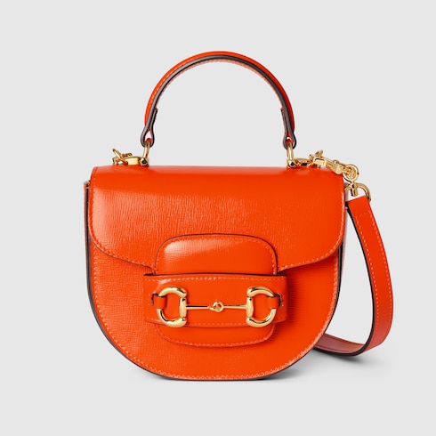 Gucci 2026 Half Horsebit Bag 31.5cm Orange Cowhide 277263