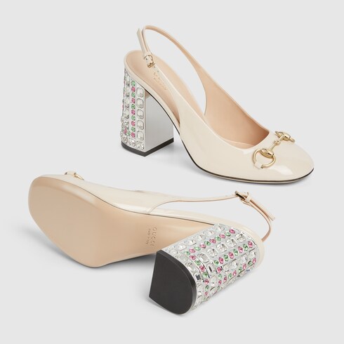 Gucci white block heel store