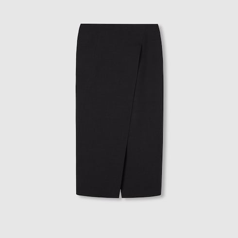 【送料&関税込】Gucci Charcoal Wool Blend Skirt Gucci Wool Crepe Midi Skirt | Black | FARFETCH