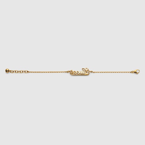 Bracciale a catena con scritta Gucci