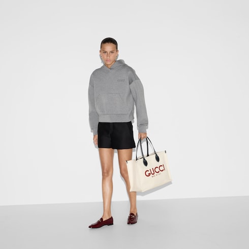 Medium tote bag with Gucci print
