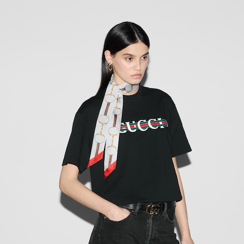 Printed silk neck bow