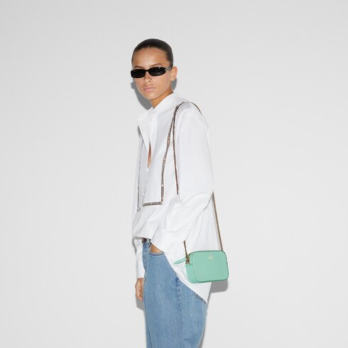 Super mini borsa GG Marmont in pelle verde pastello GUCCI Italia